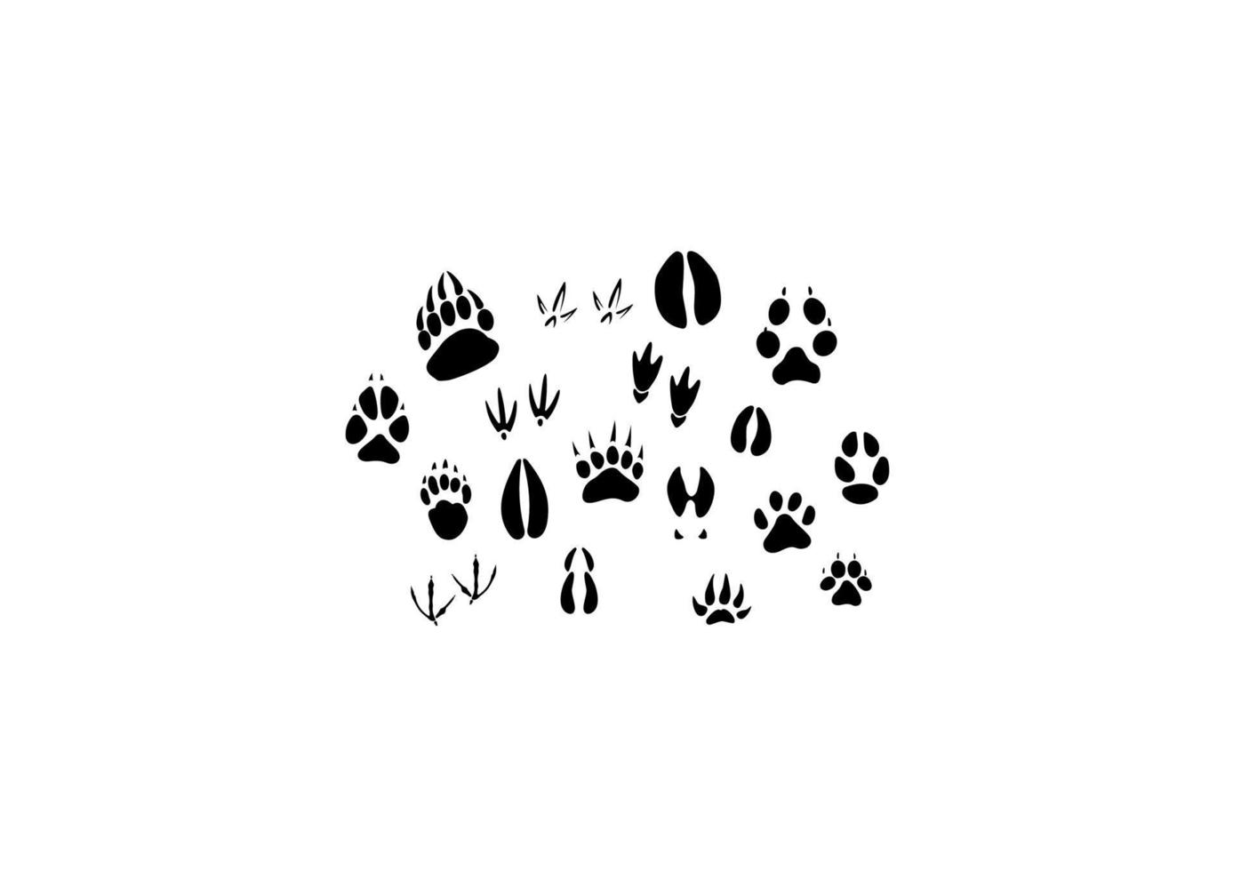 Animal footprints silhouettes vector