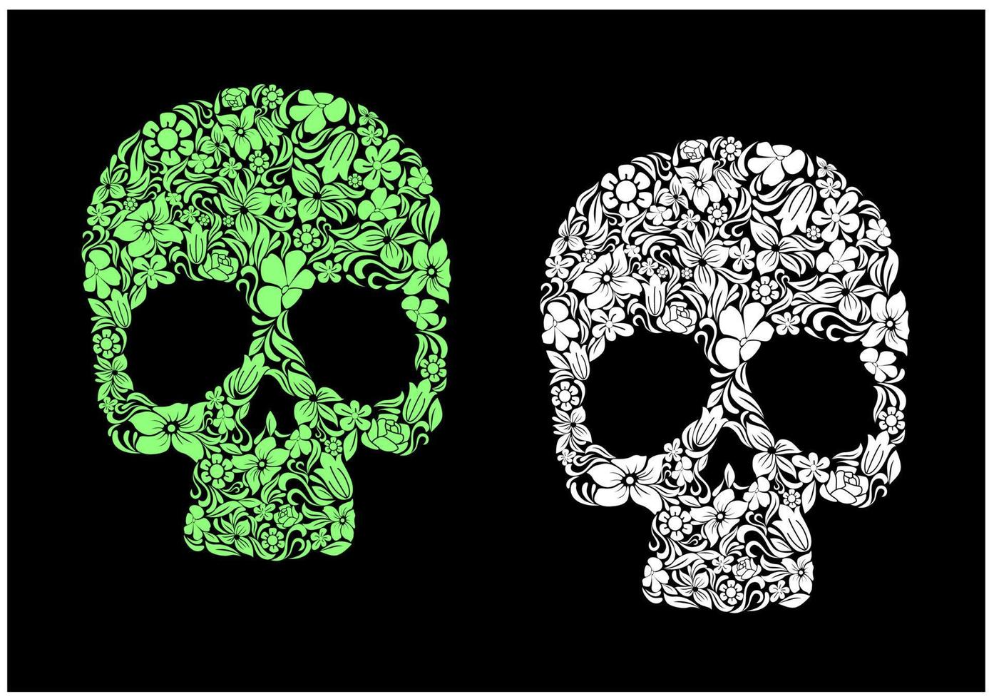 Floral human skull vector