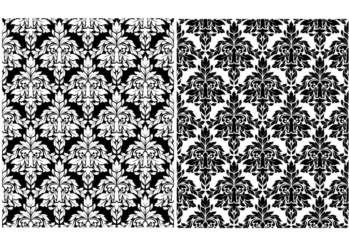 Floral damask seamless patterns vector