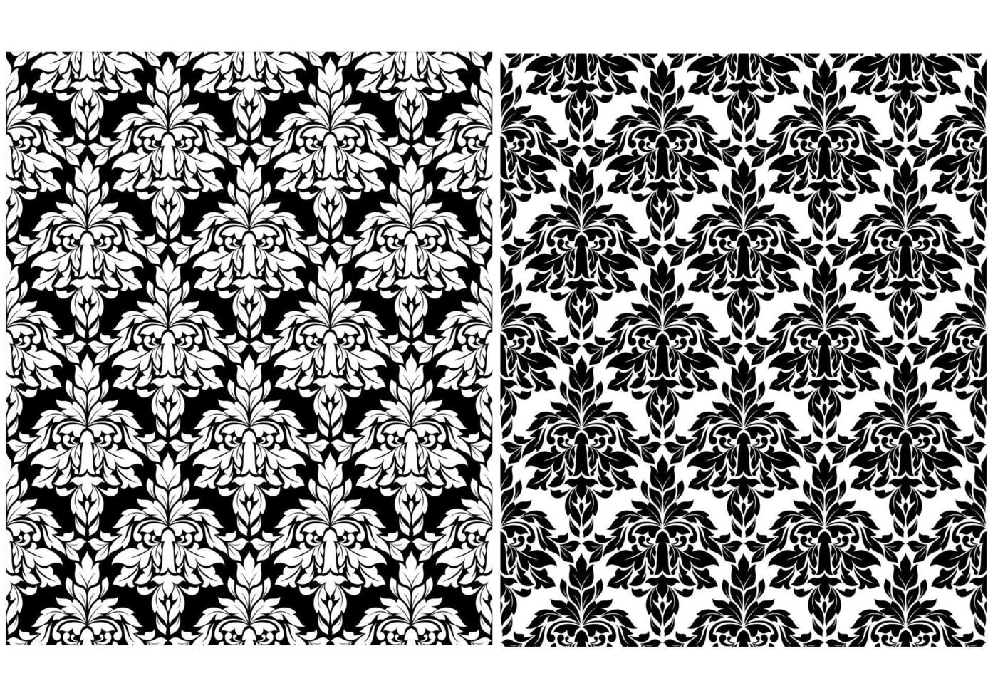 Floral damask seamless patterns vector