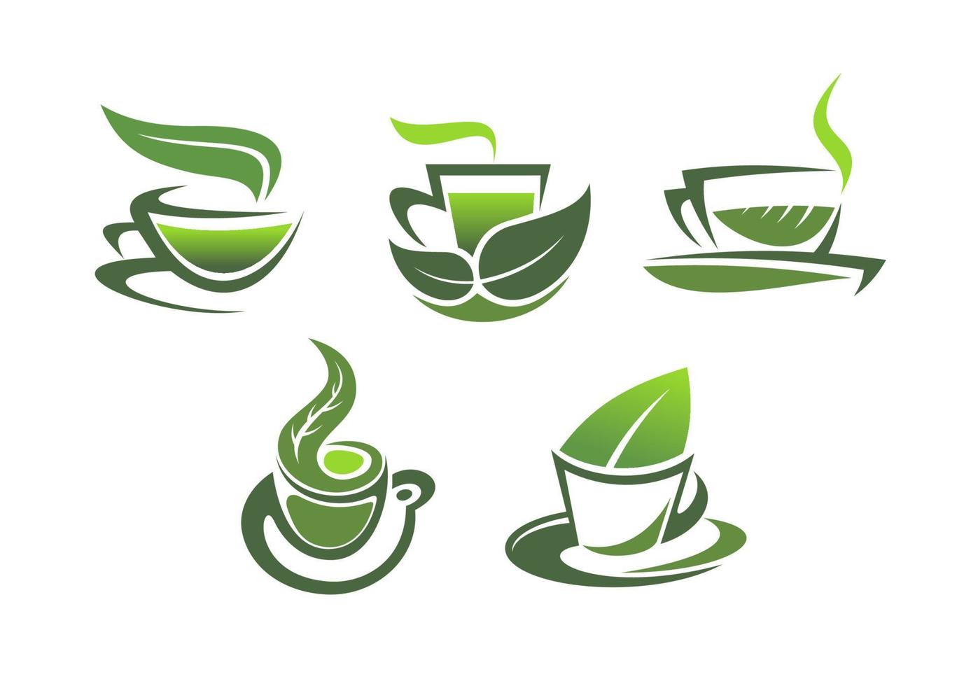 Green tea symbols and emblems vector