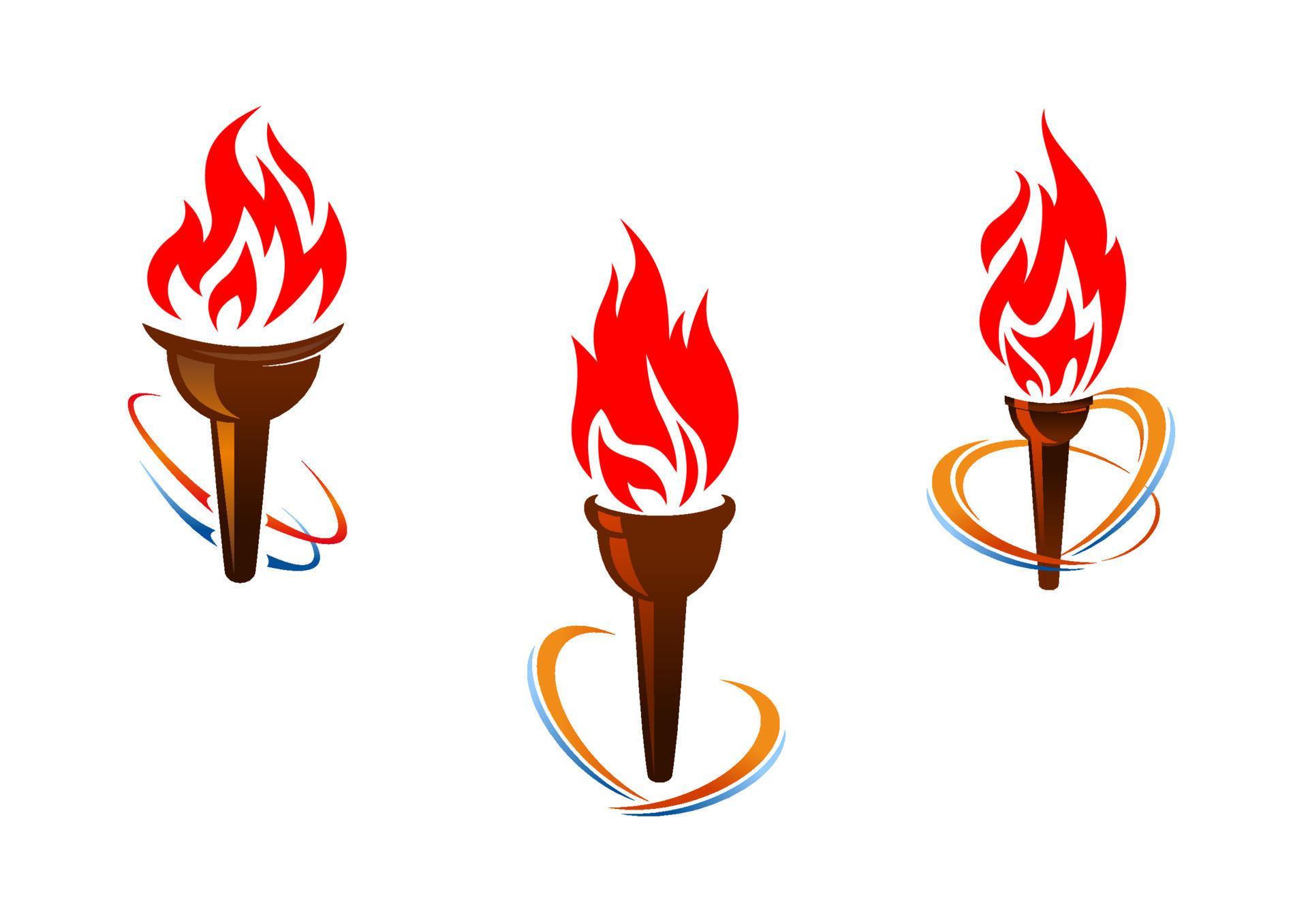 Three torches with fire flames 11230805 Vector Art at Vecteezy