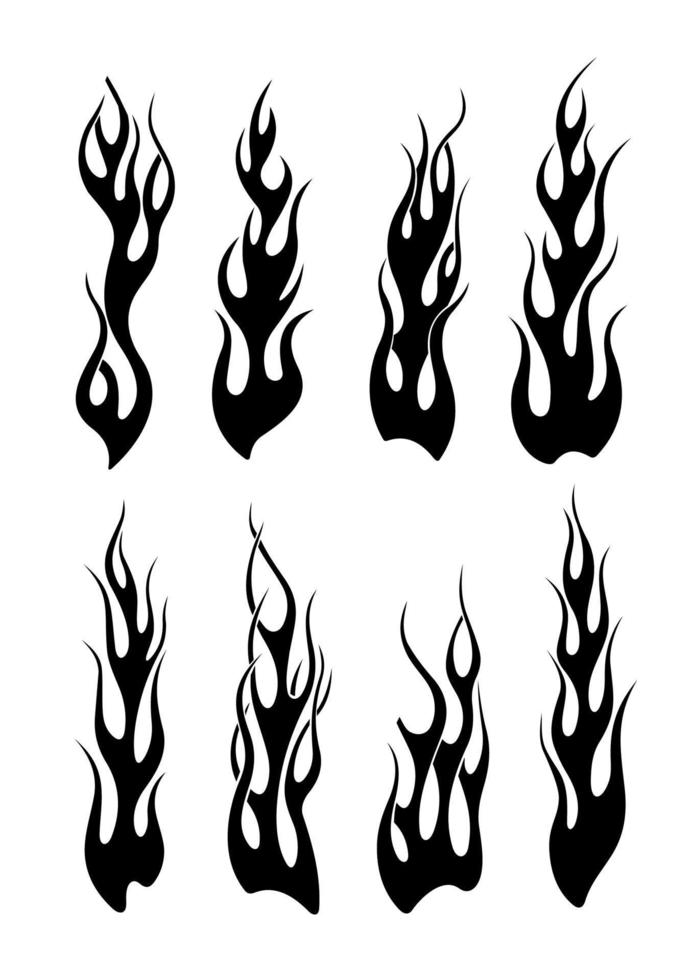 Set of black tribal flames vector