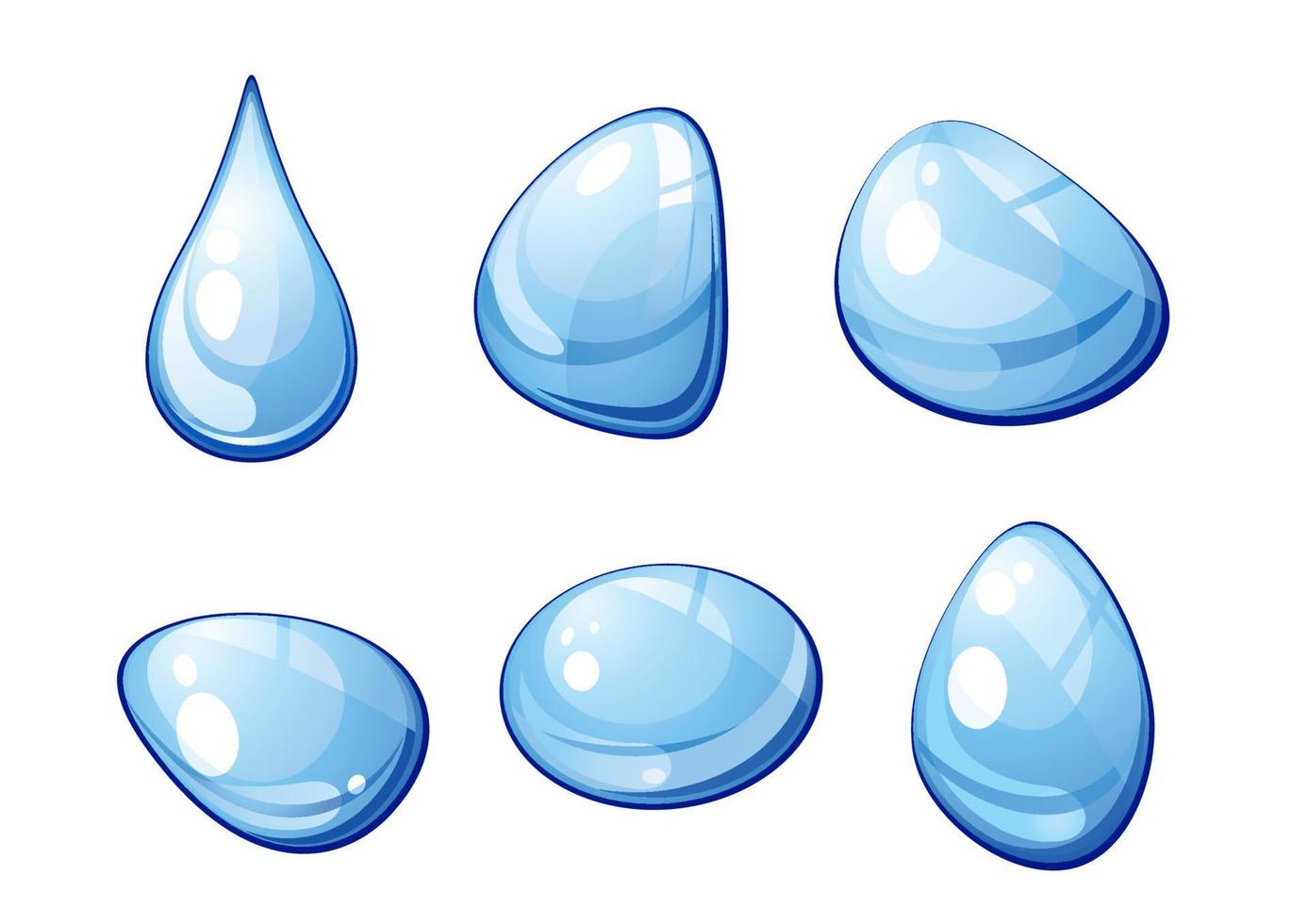 Blue water drops set vector