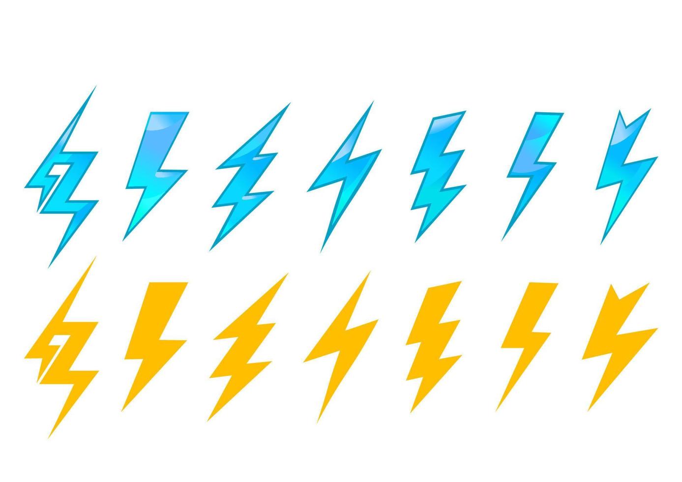 Lightning icons and symbols vector