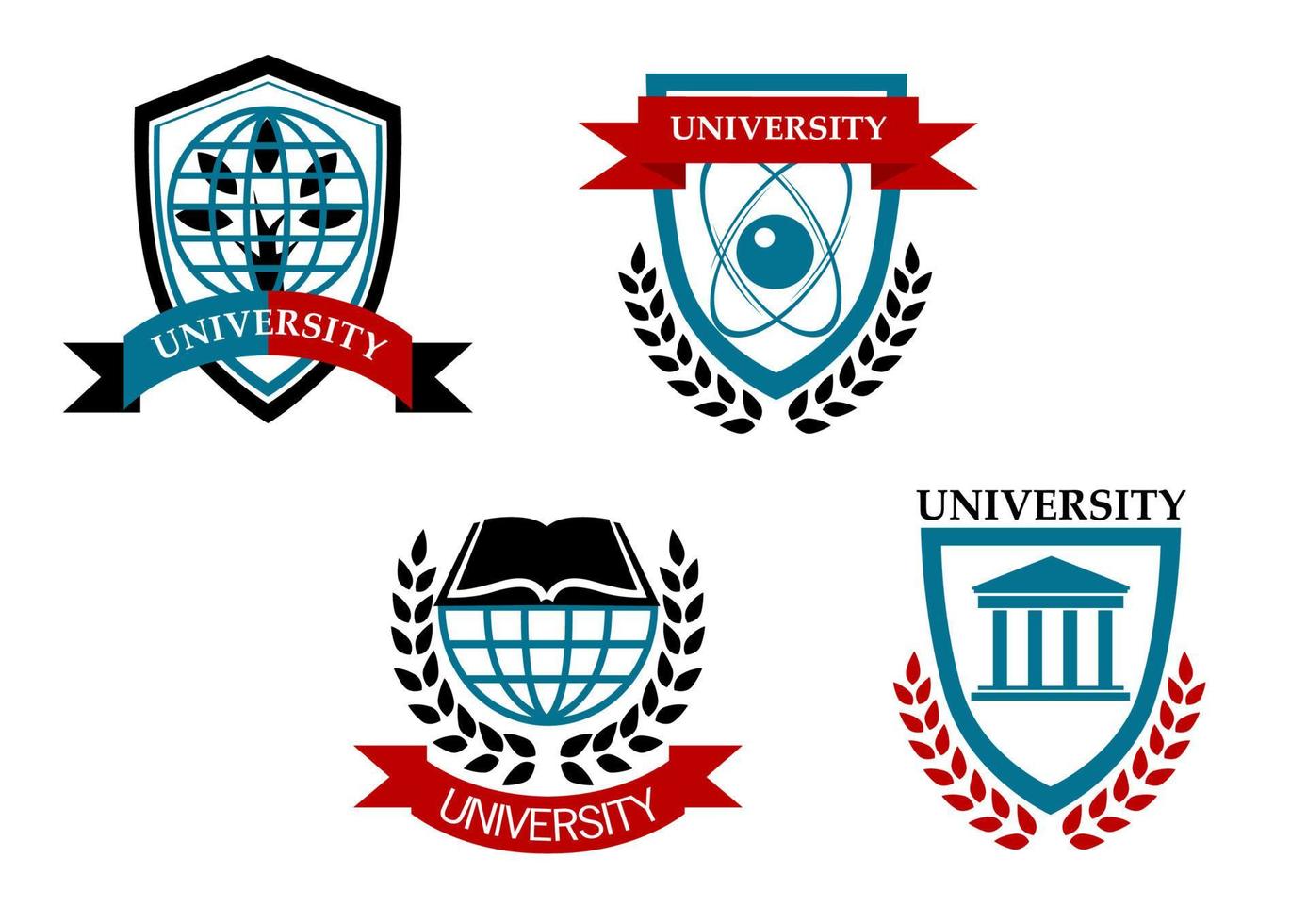 conjunto de emblemas universitarios y educativos vector