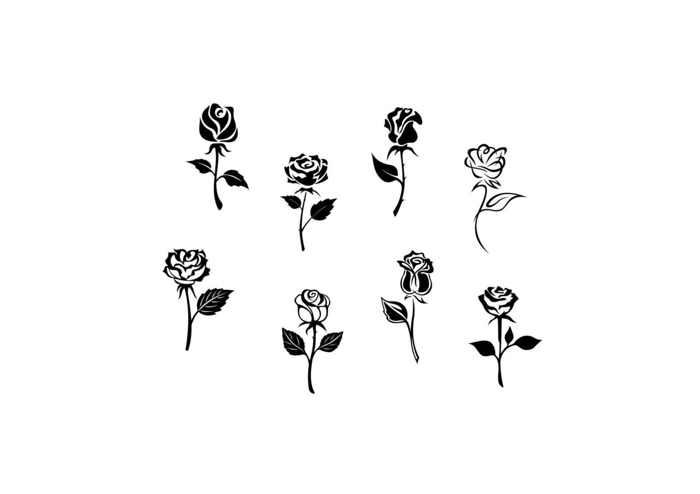 siluetas de flores rosas negras vector