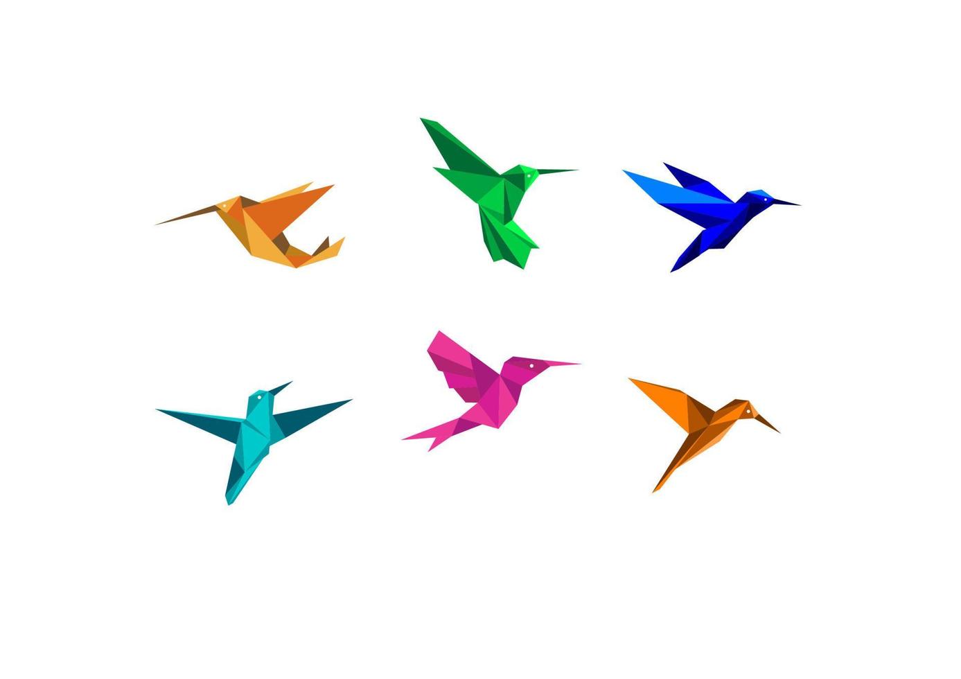 Origami hummingbirds silhouettes vector