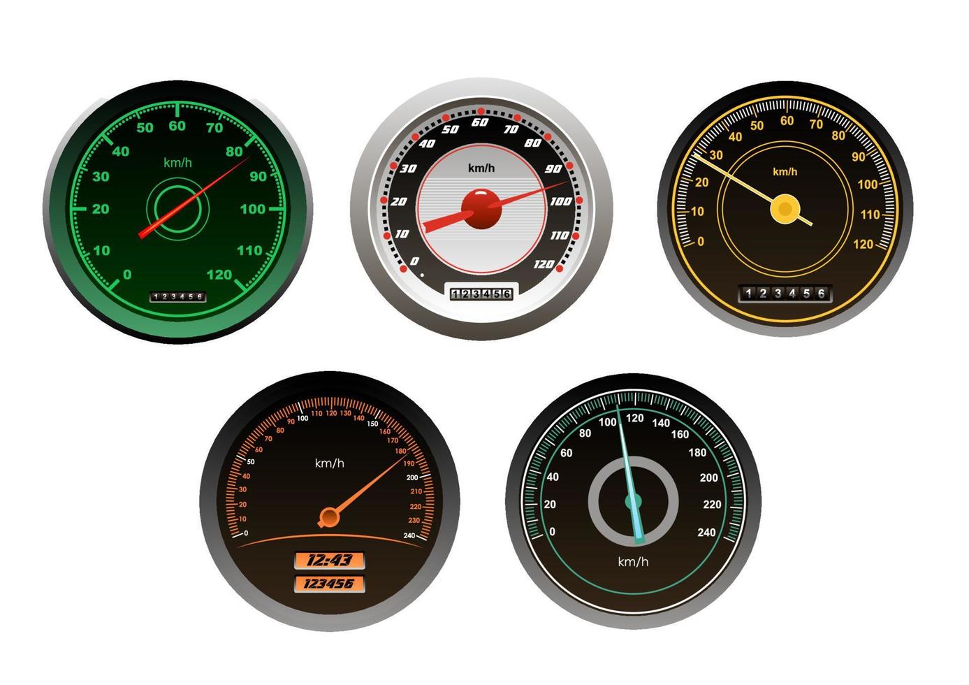 Racing cars speedometers set vector