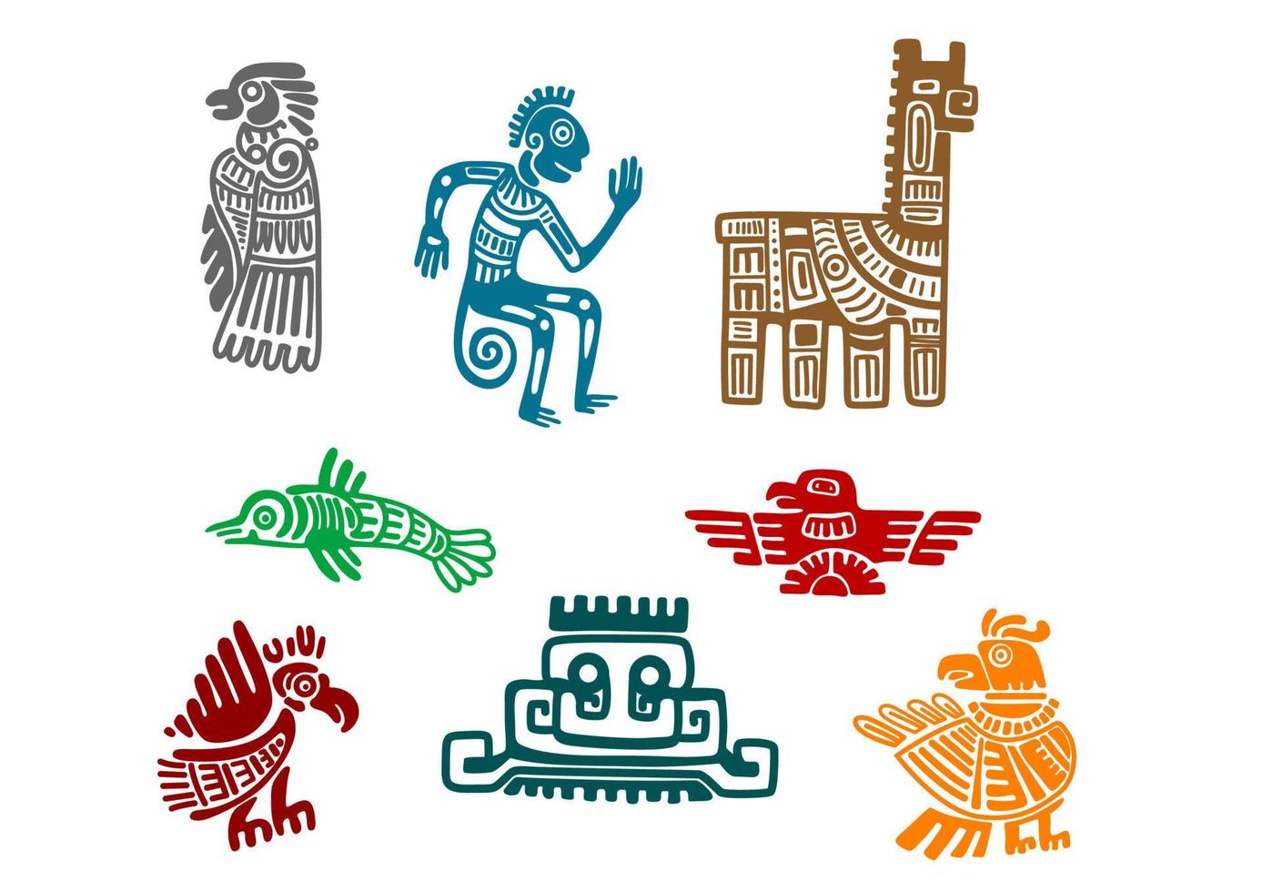 arte de dibujo antiguo azteca y maya vector