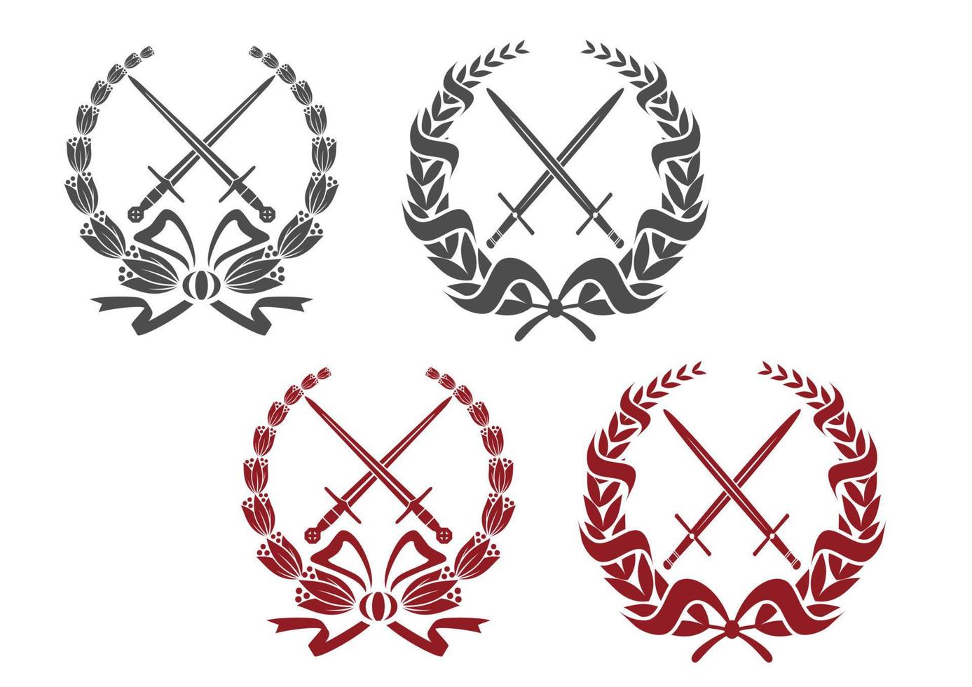 Laurel wreathes with weapon elements vector