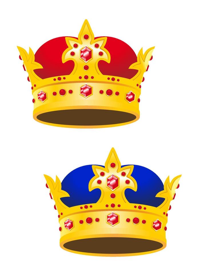 Golden king crown with gems vector