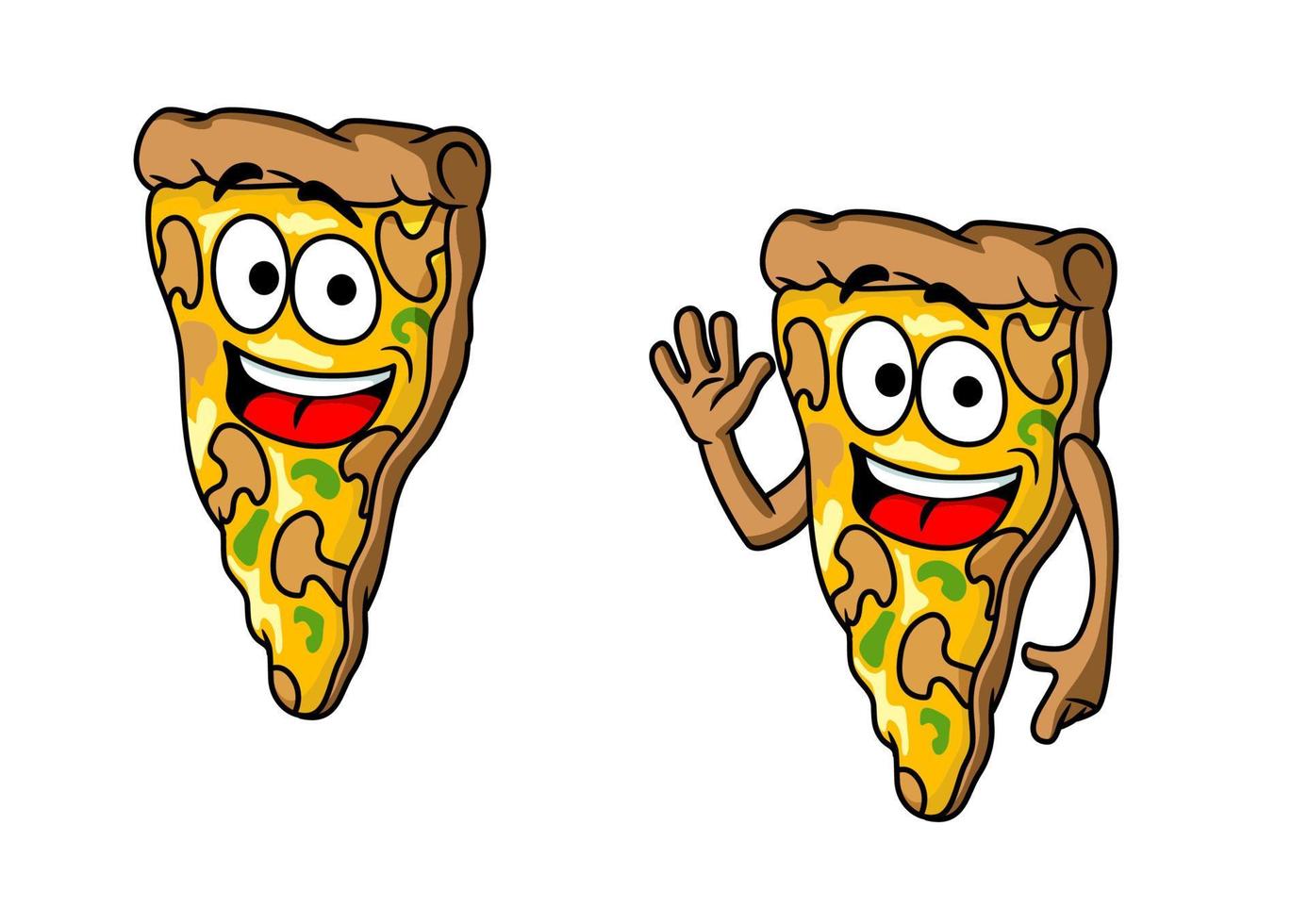 Pizza slice in cartoon style vector