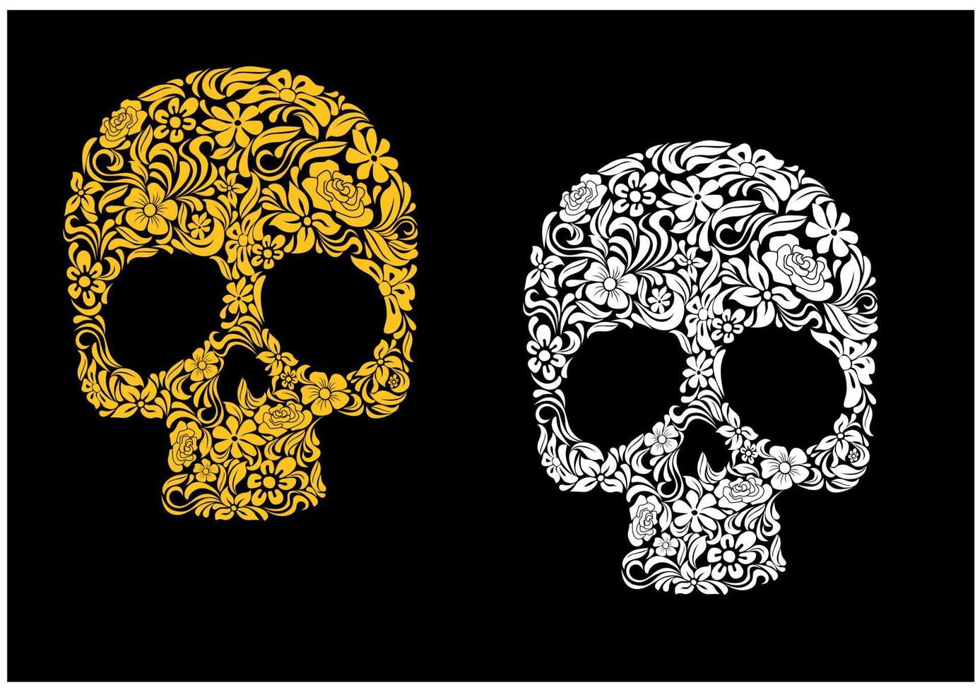 Floral skull in retro style vector
