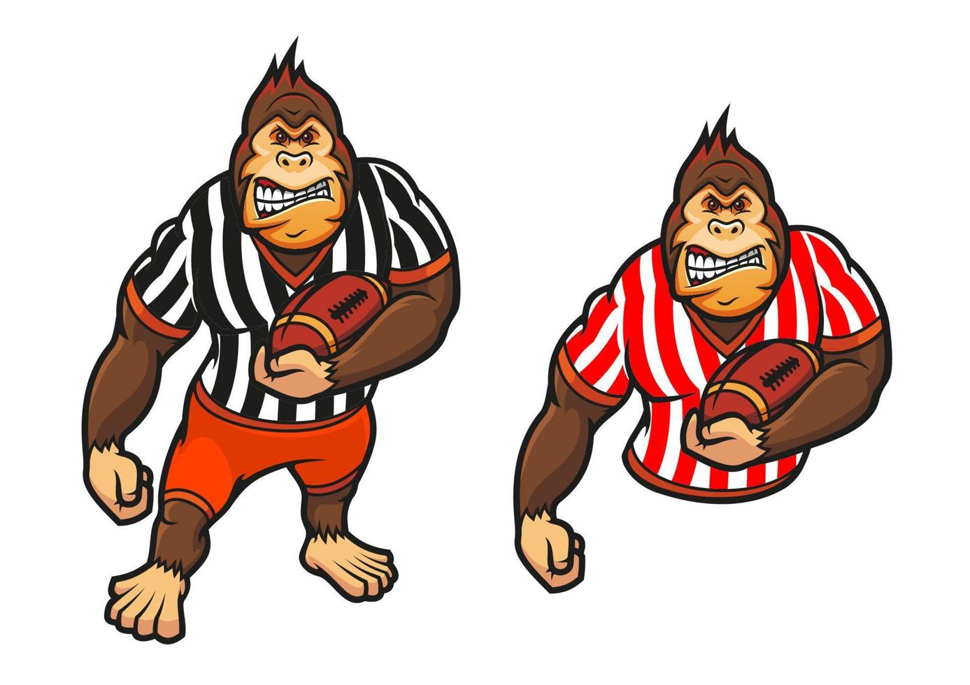 Gorilla player with rugby ball vector