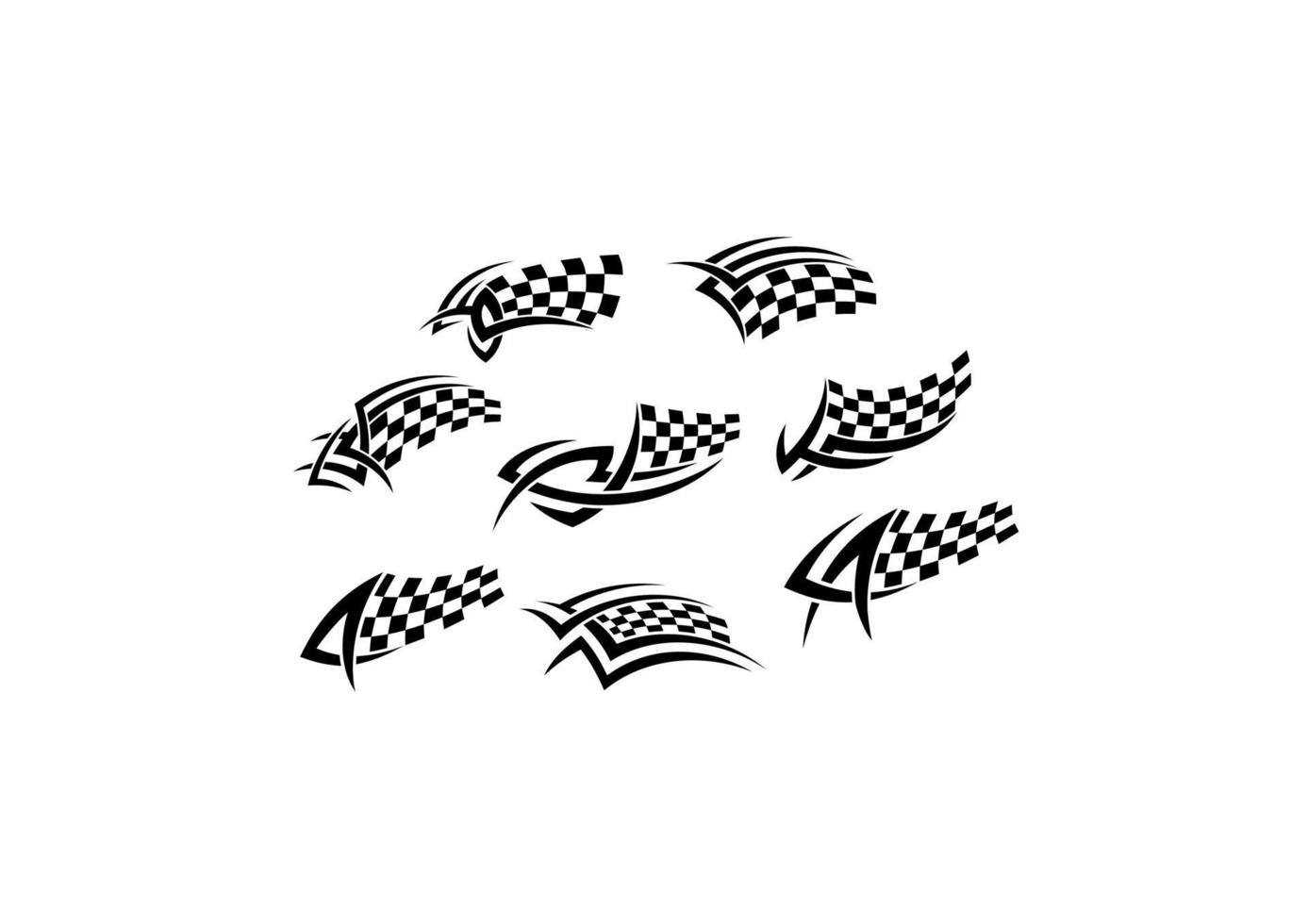 Checkered flags in tribal style vector