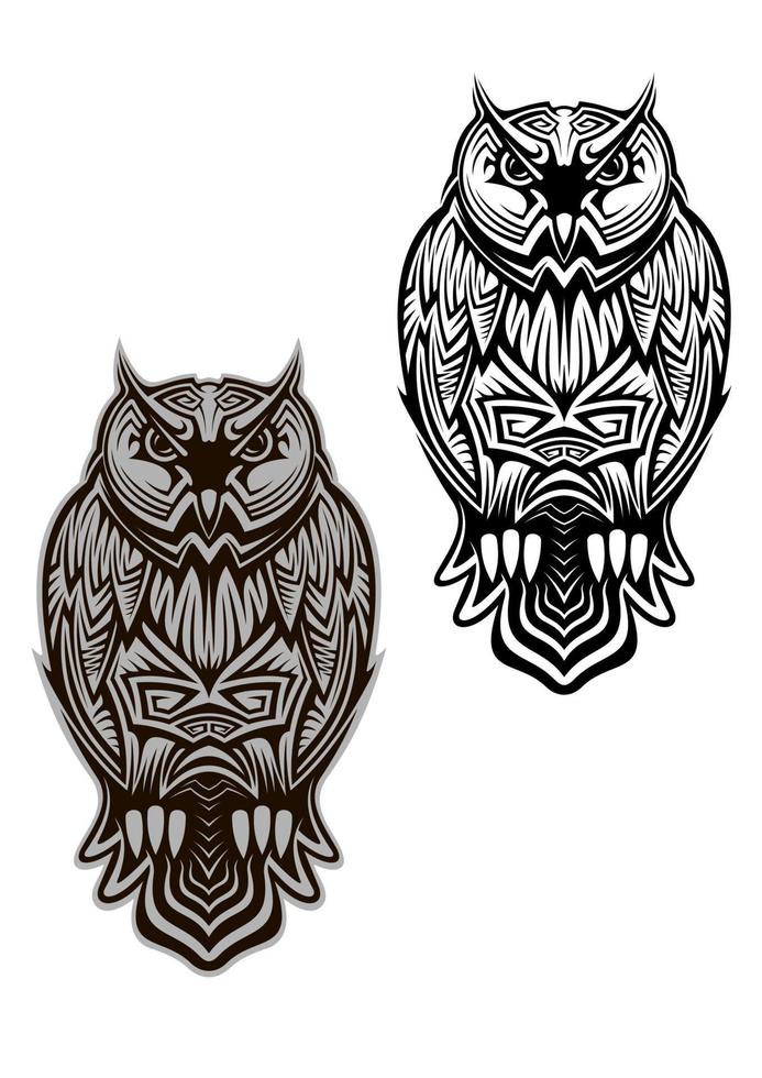 Owl bird tattoo vector