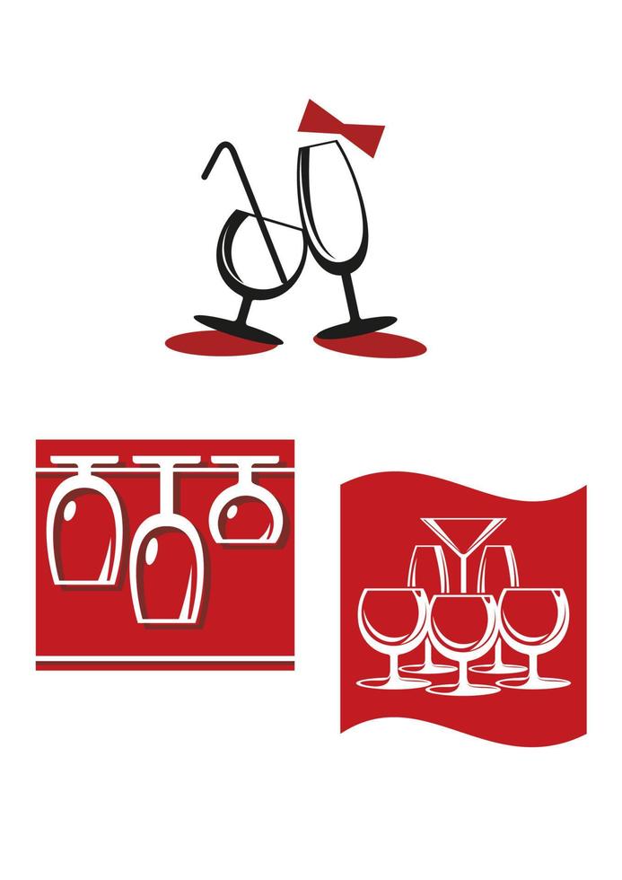 Alcohol glasses for bar menu design vector