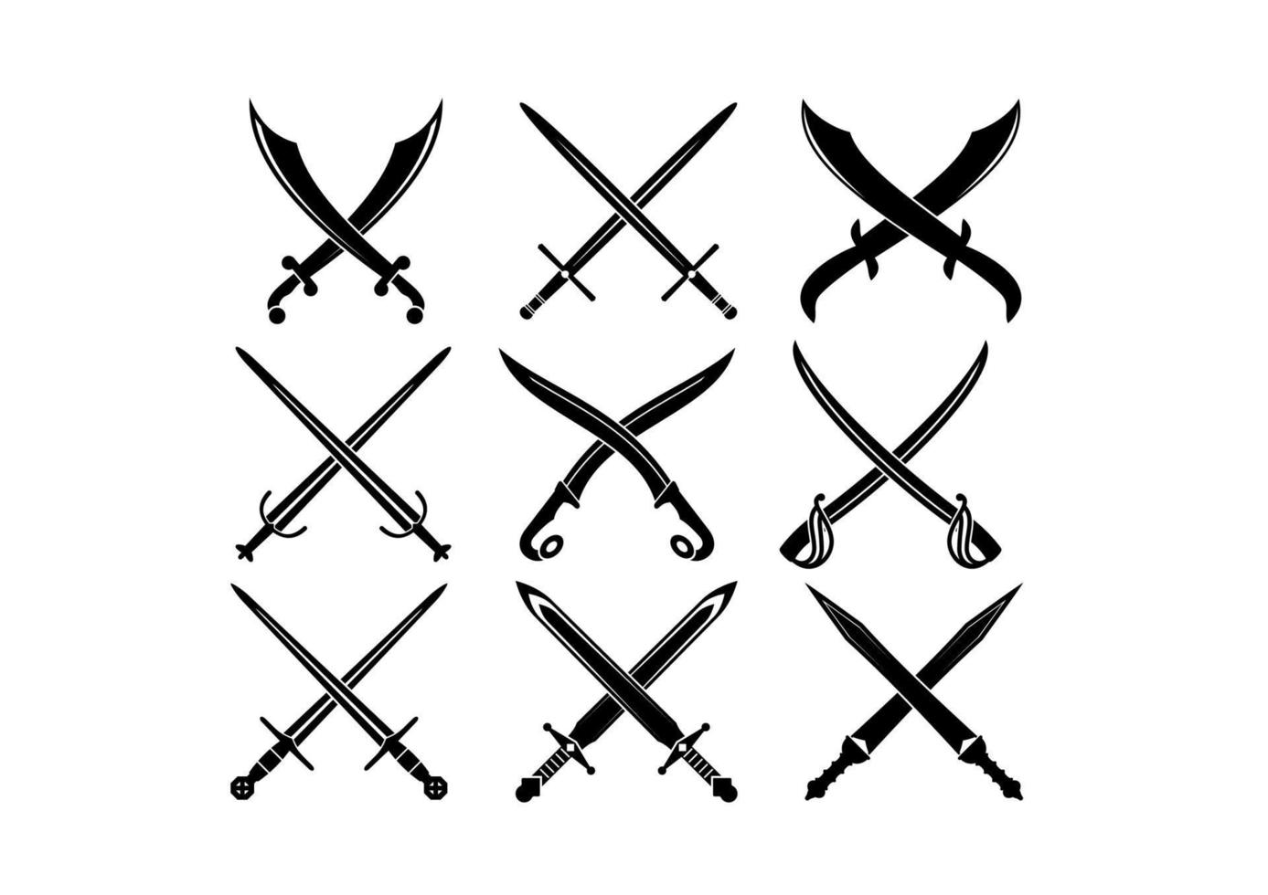 Set of heraldic swords and sabres vector