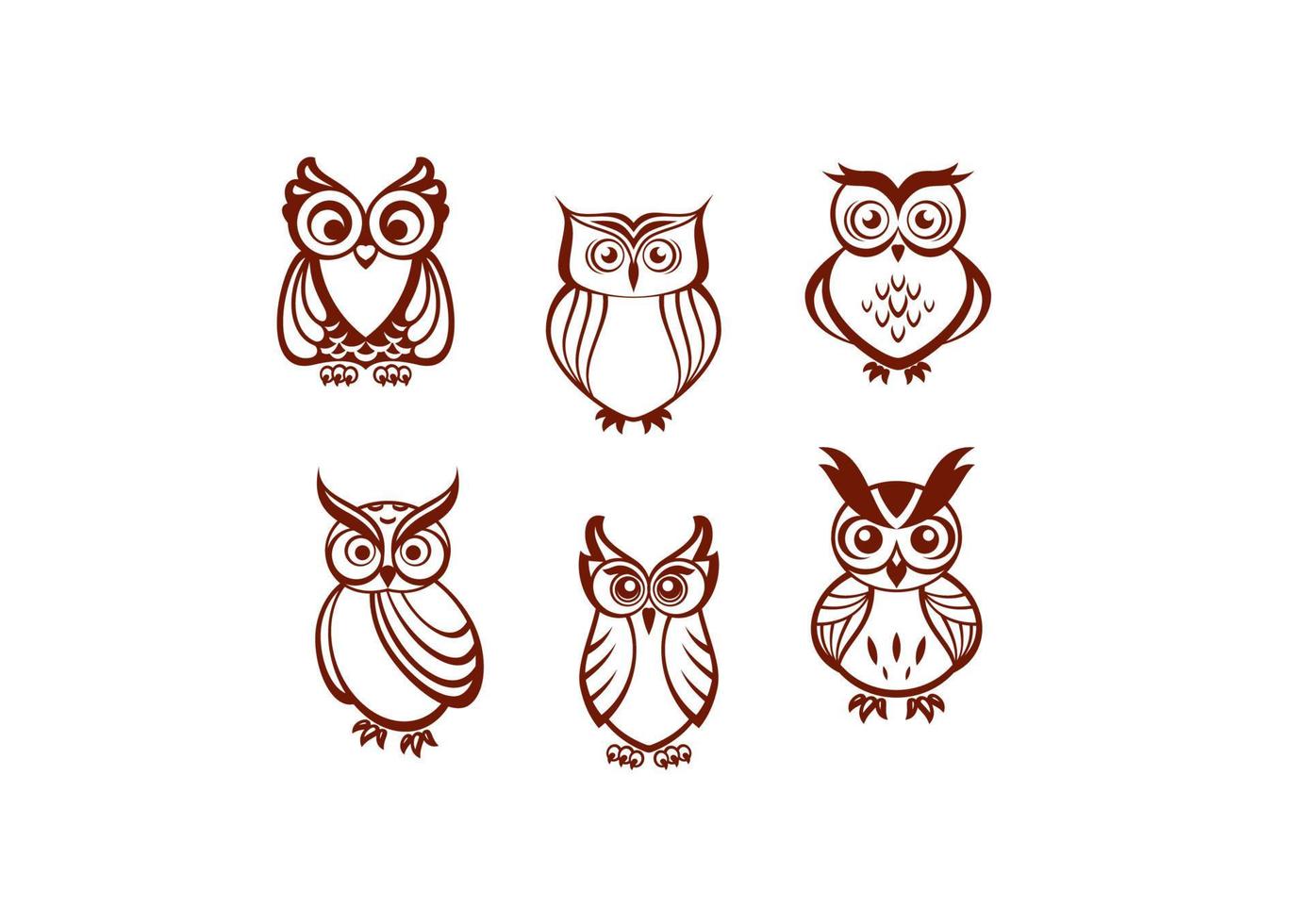 Set of cartoon owls vector