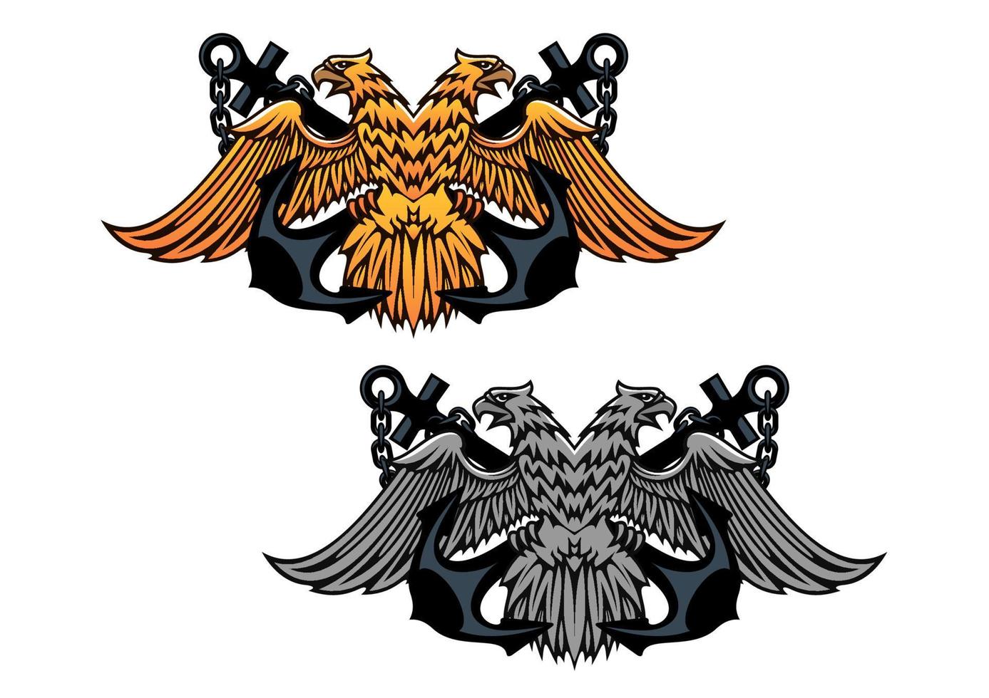Double head eagle with vintage anchor vector