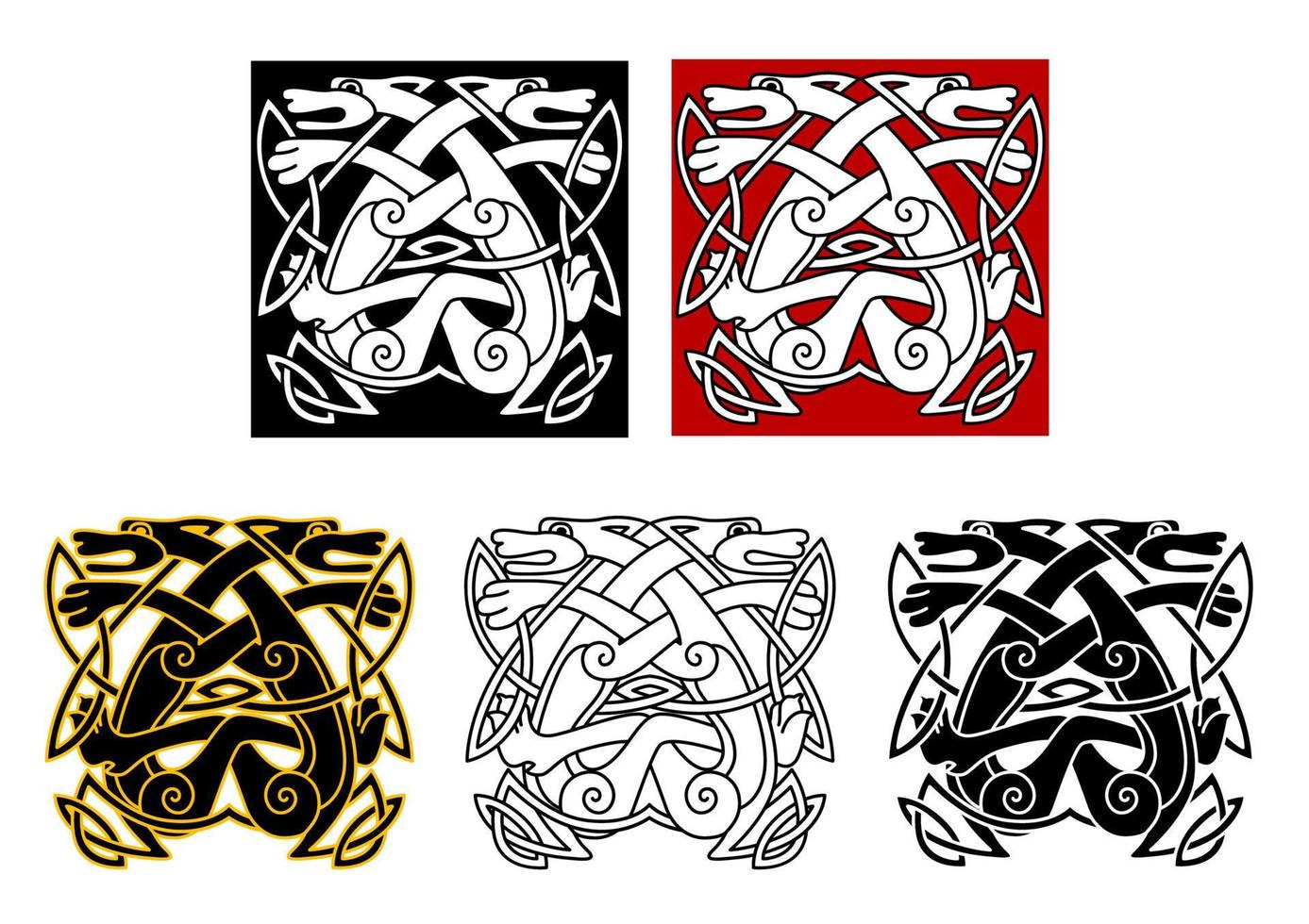 Tribal wolves in celtic style vector