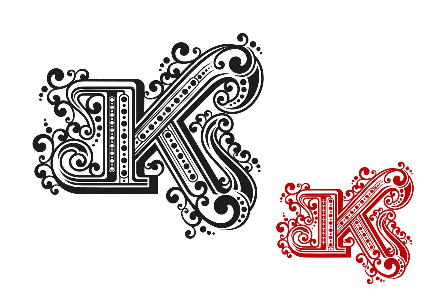 Letter K in retro vintage style vector