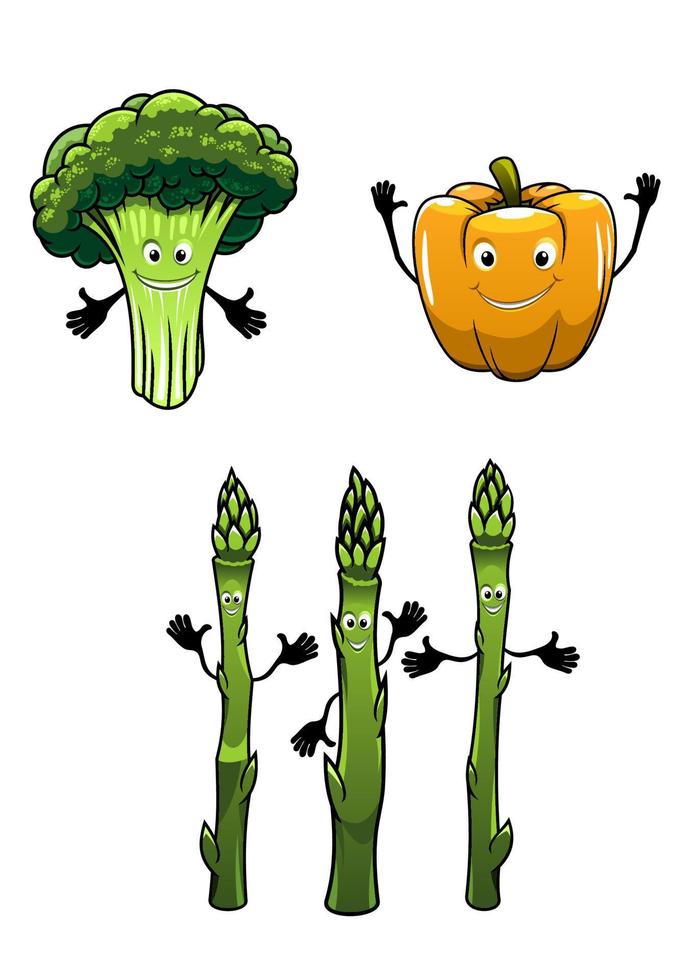 brócoli, espinacas y pimientos vegetales vector