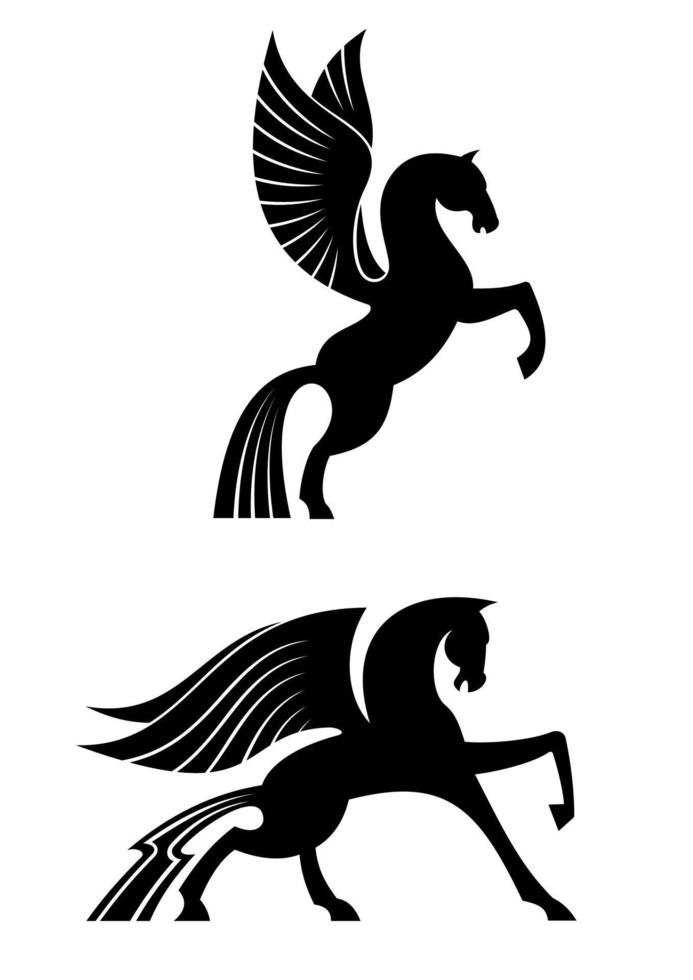 dos caballos de alas negras vector