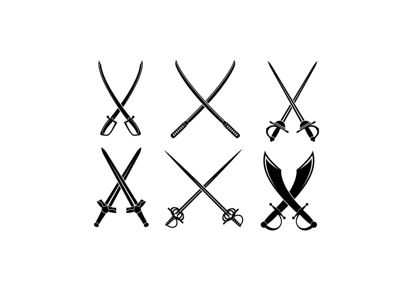 Swords, sabres and longswords set vector