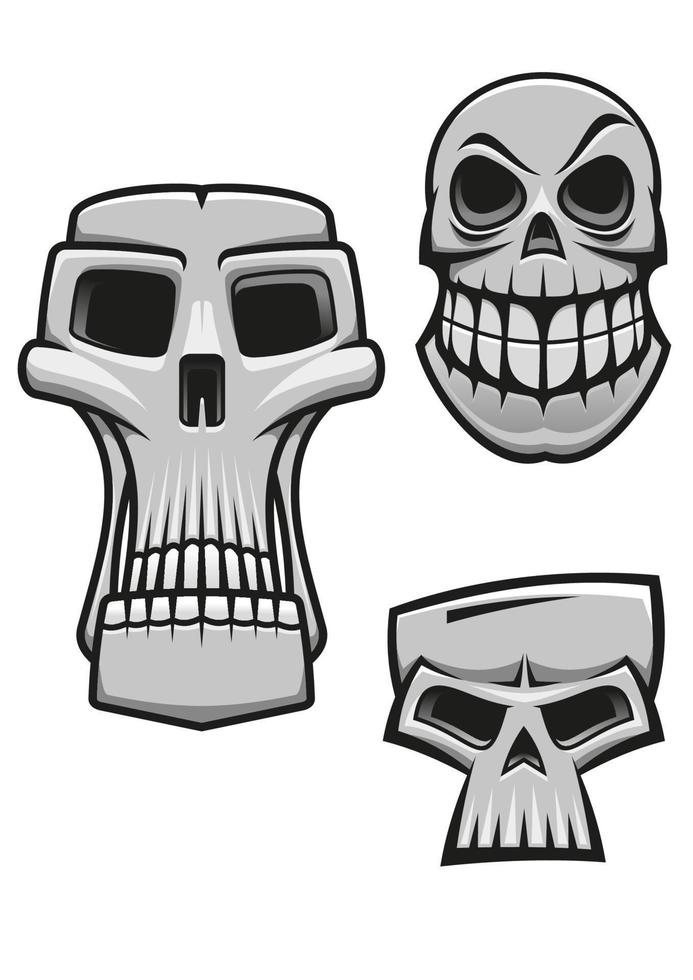 Monster and zombie skulls vector