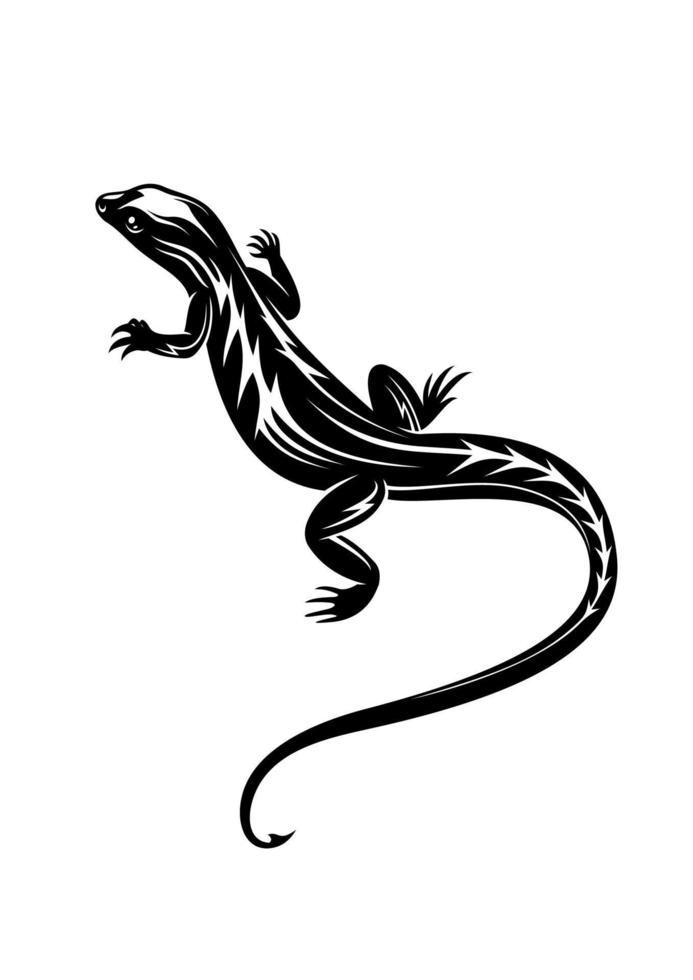 Black lizard reptile vector