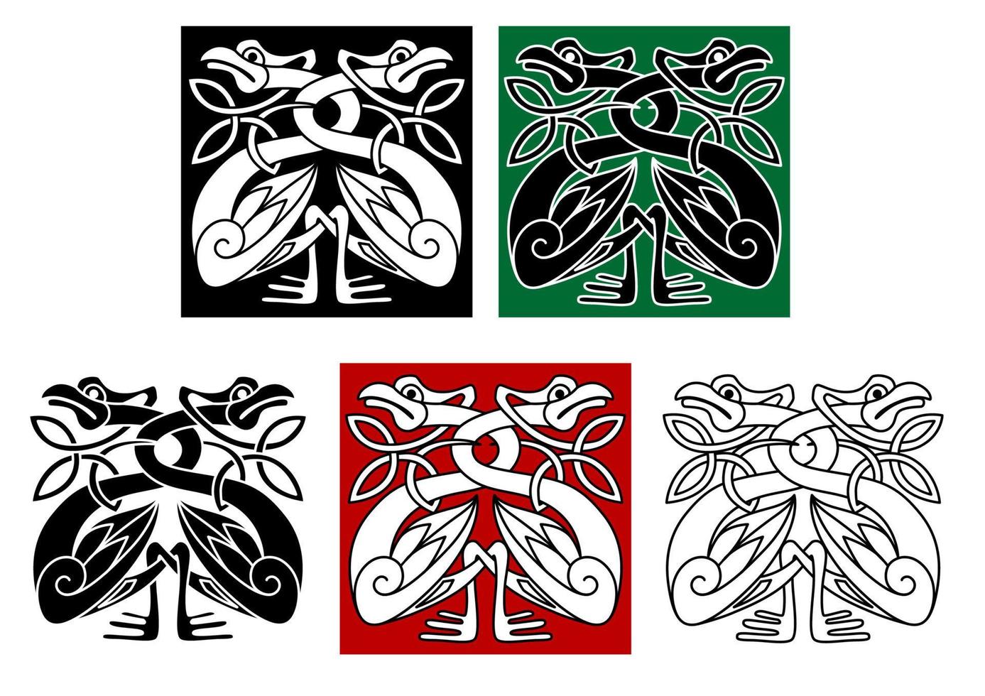 Wild birds in celtic ornament style vector