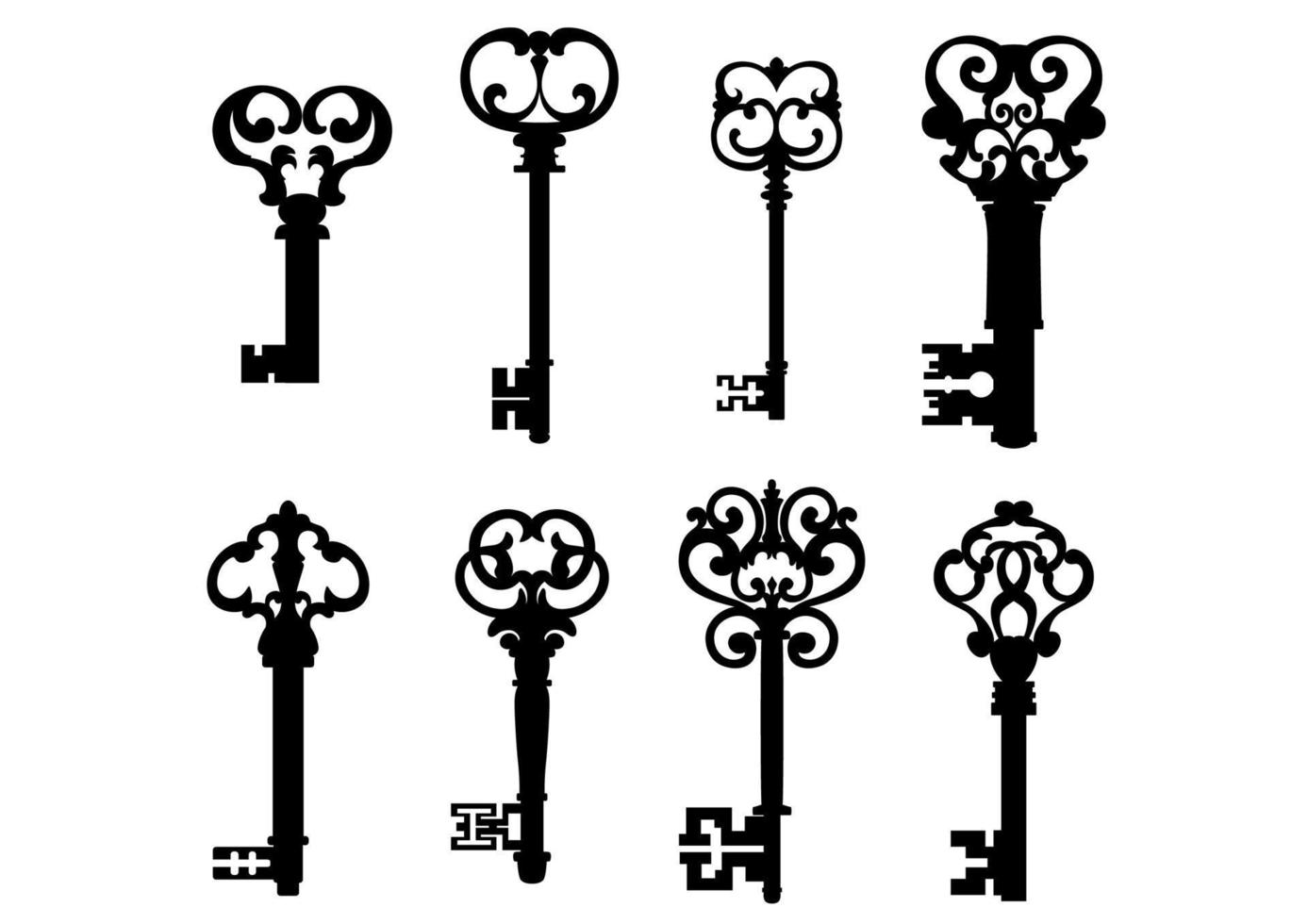 Old keys set in retro style vector