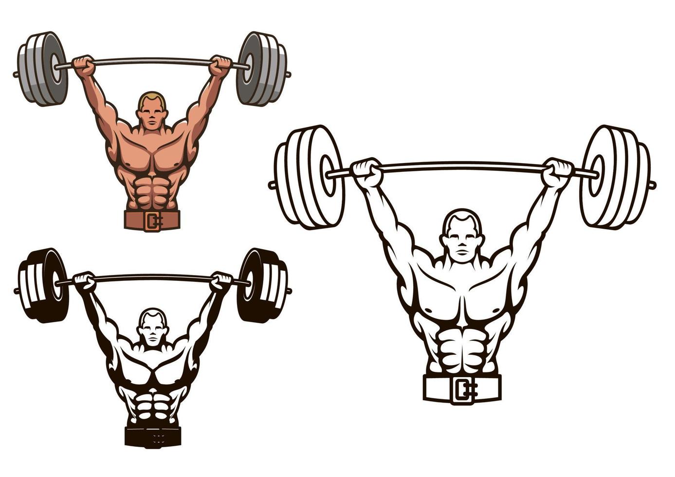 Bodybuilder with barbell vector