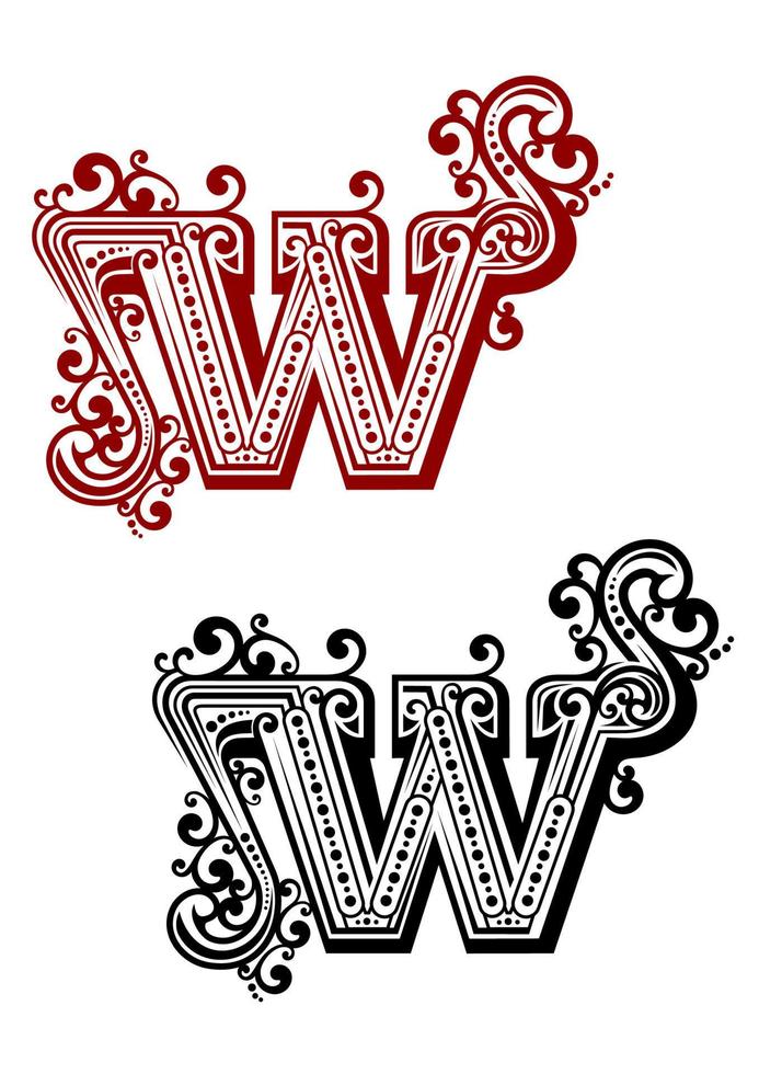 Retro W letter vector