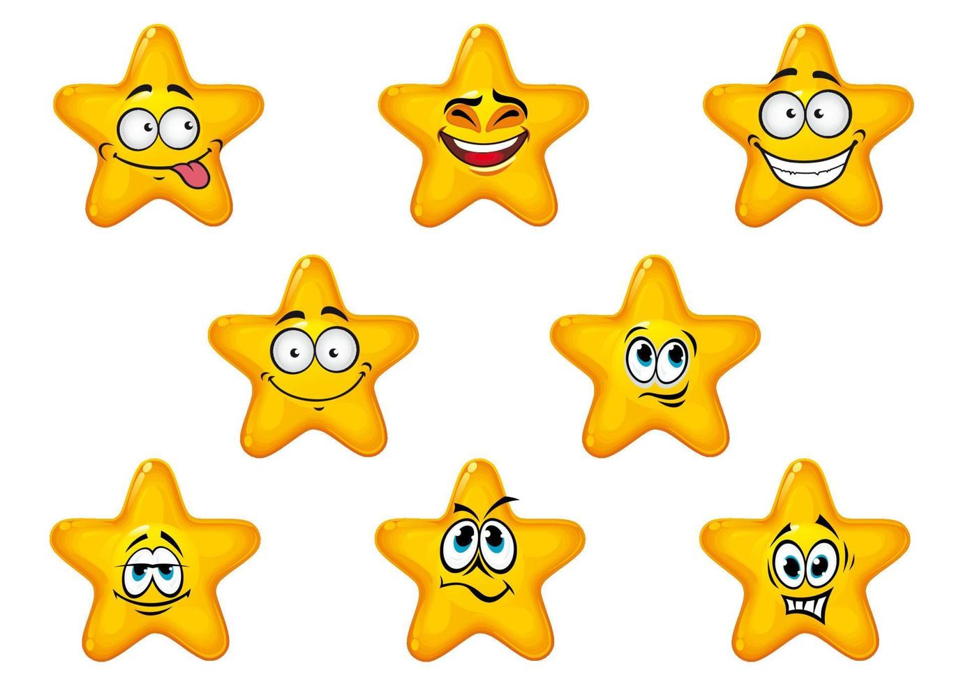 Yellow stars with happy emotions vector