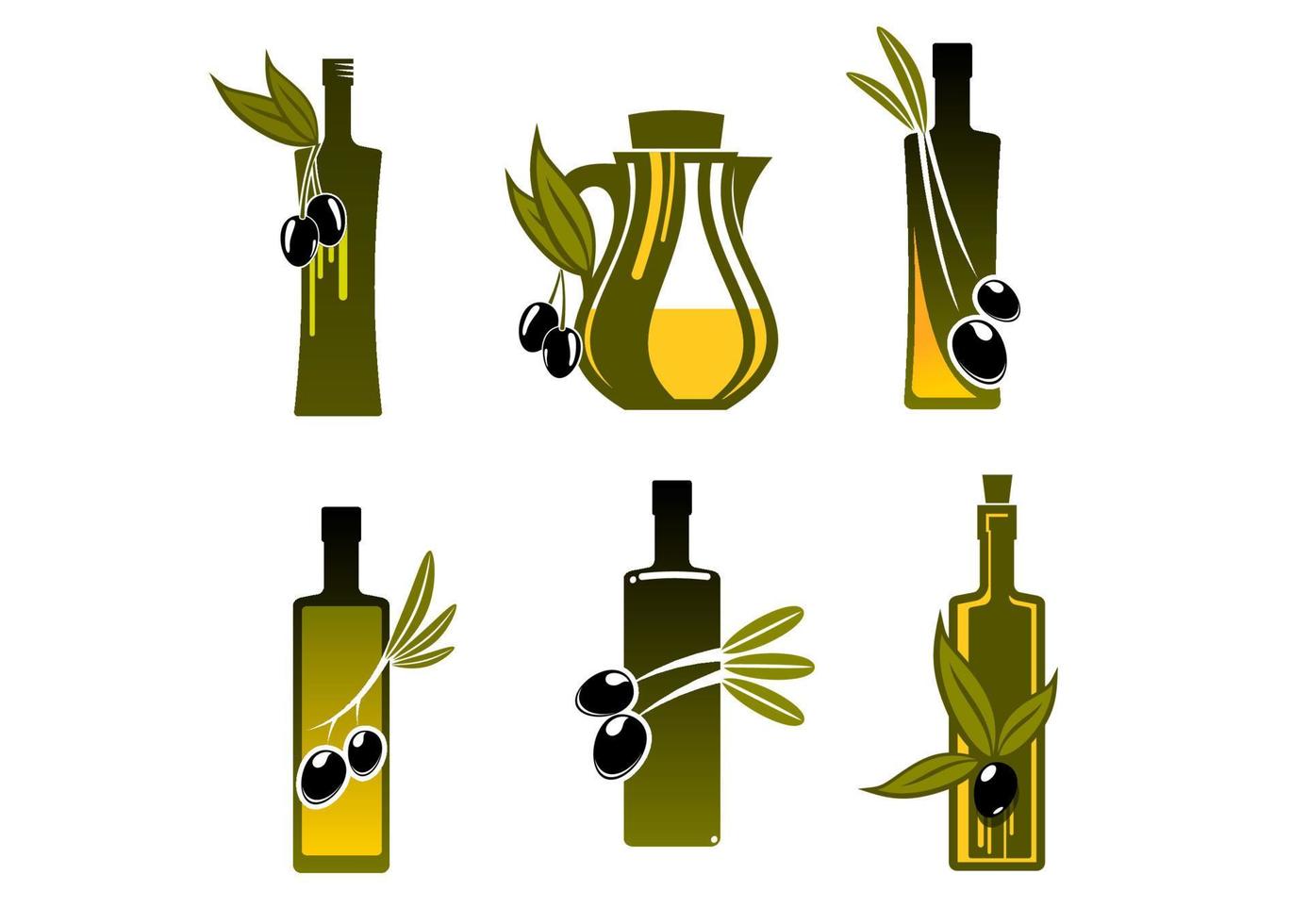 botellas con aceite de oliva vector