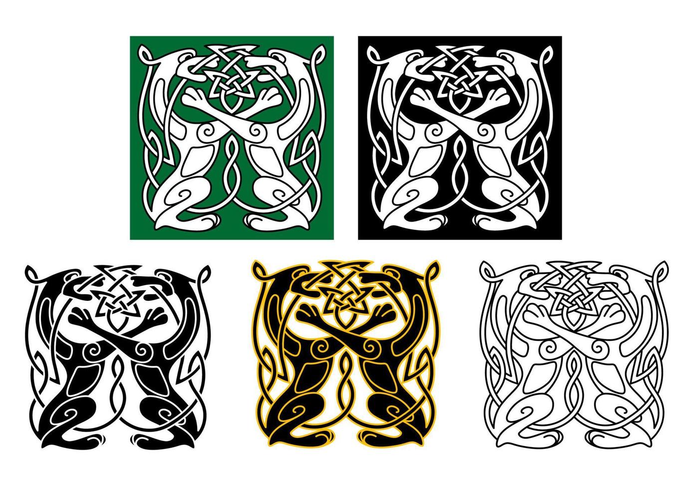 Celtic dogs and wolves vector