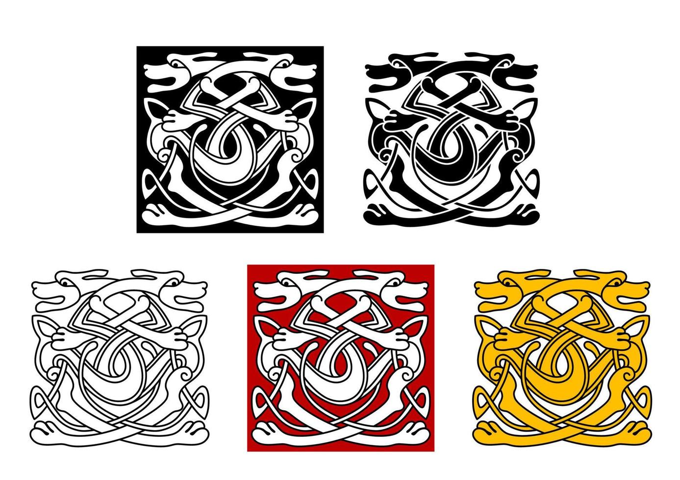 Dogs ornamental pattern in celtic style vector