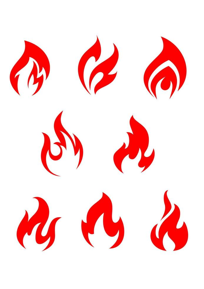 llamas de fuego rojo vector