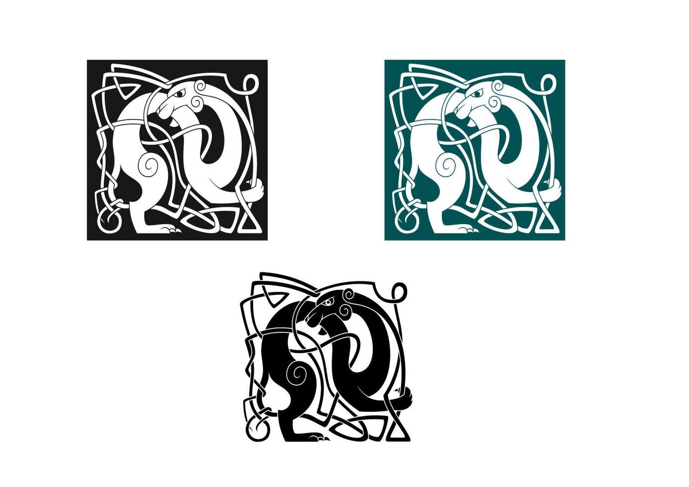 Celtic dogs patterns vector