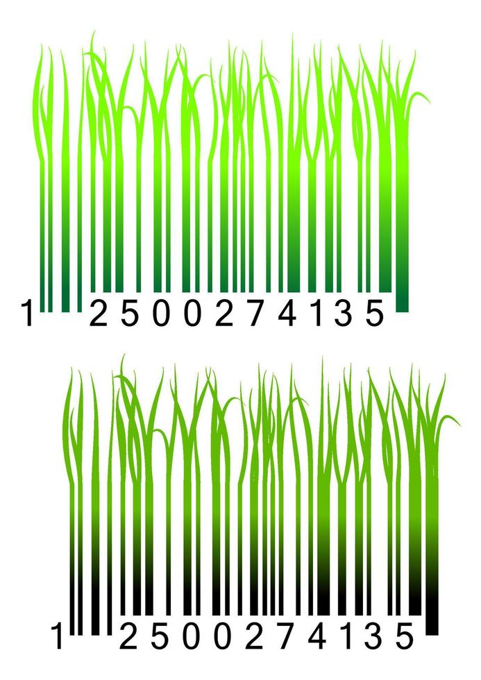 código de barras con hierba verde fresca vector