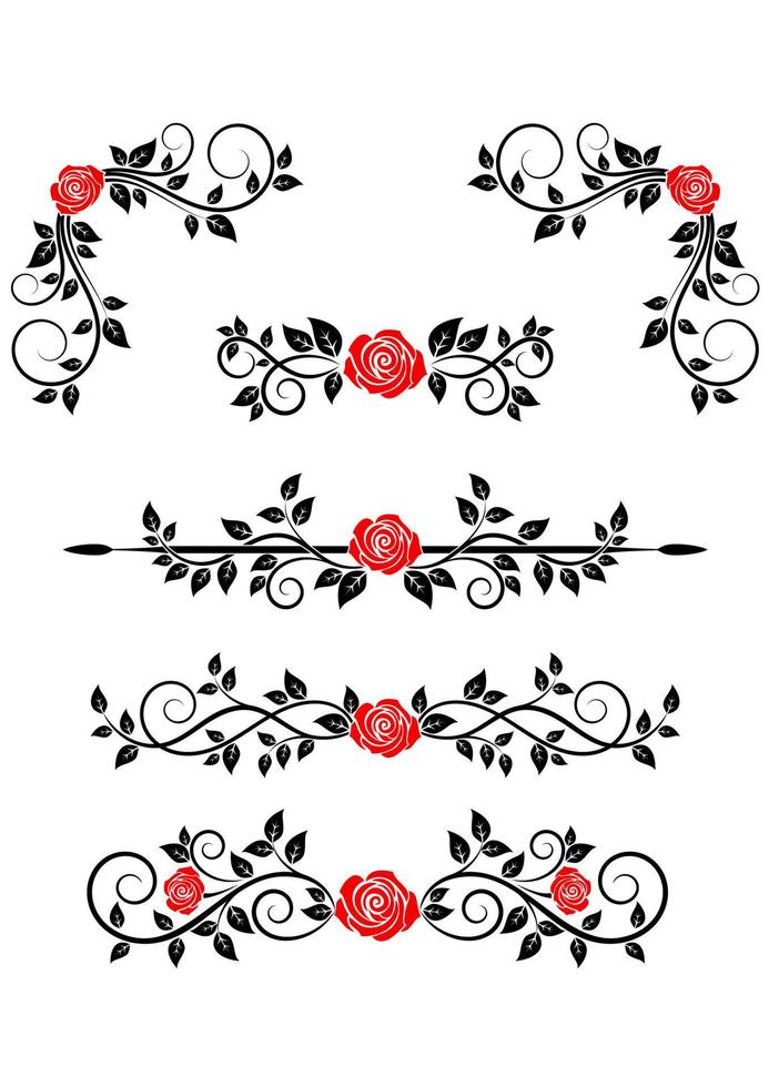 rosas con adornos florales vector