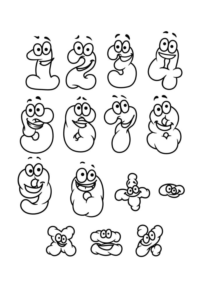 Cartoon digits and numbers set vector