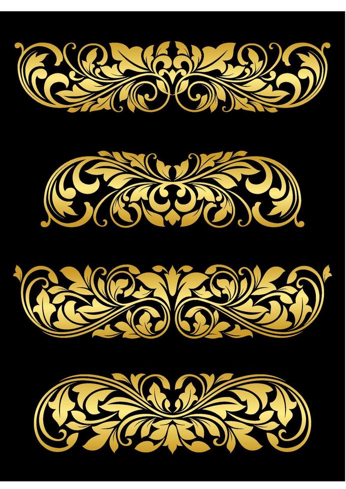 Golden floral elements and embellishments vector