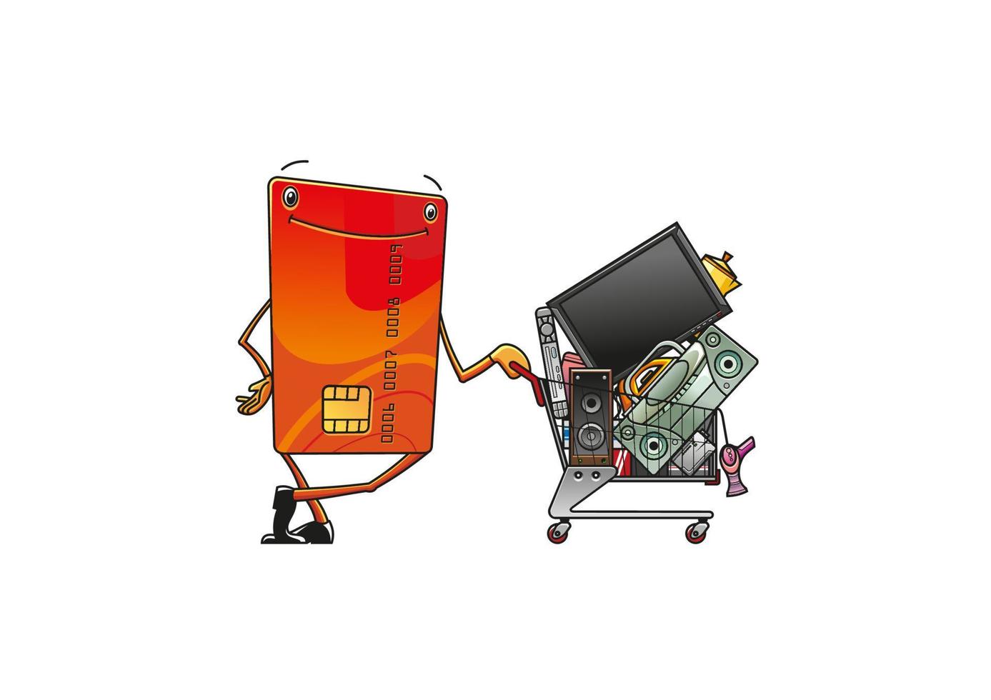 Credit card with shopping cart of electronics vector