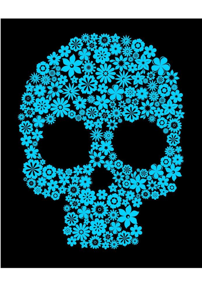 Human skull with flower elements vector