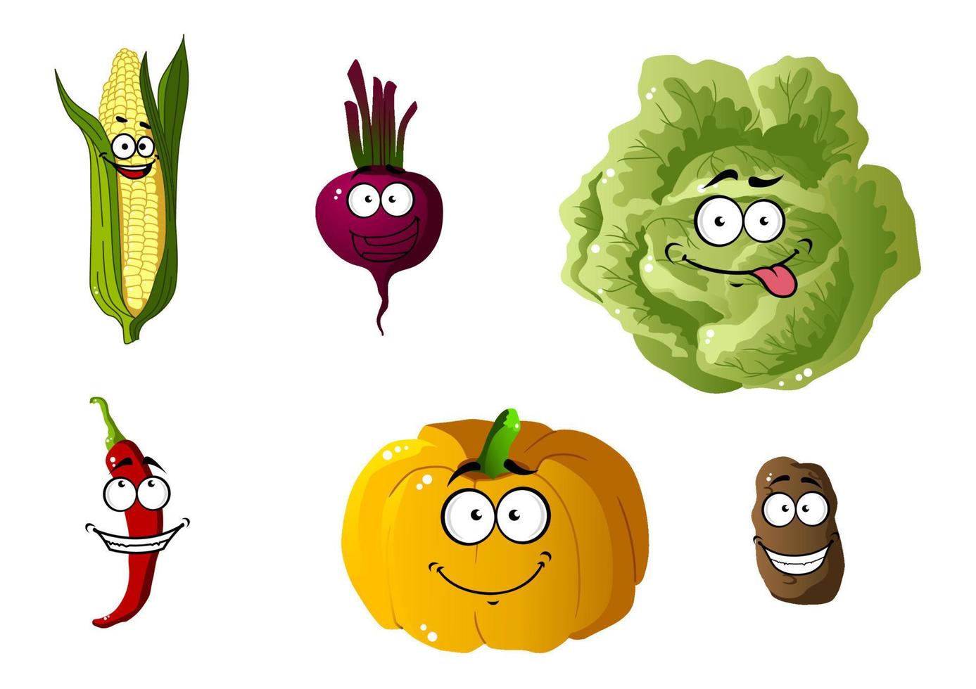 maíz, pimiento, calabaza, col y patata vector