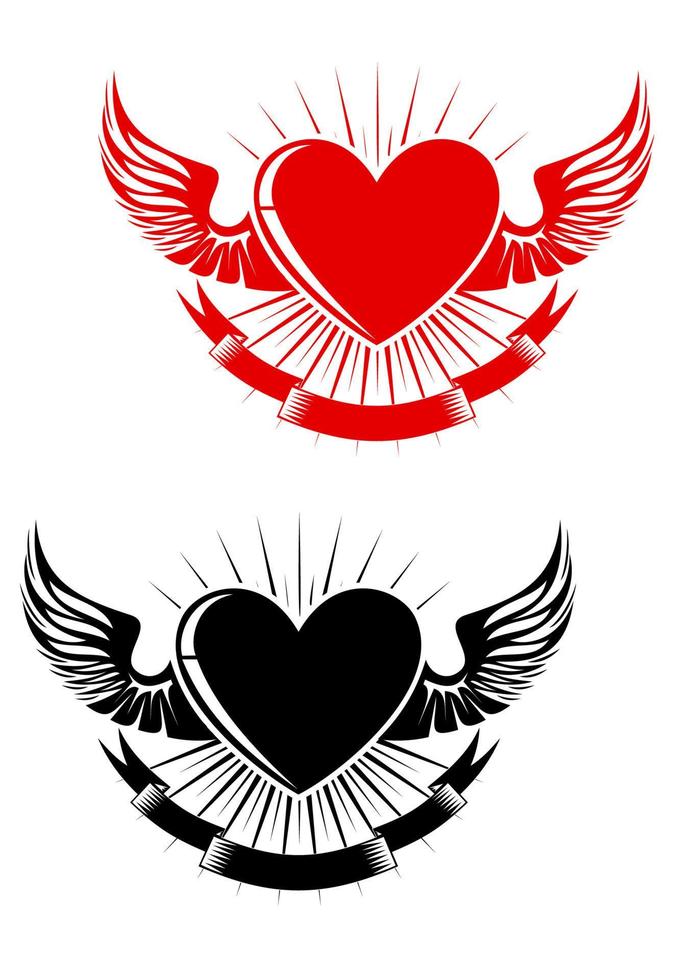 tatuaje retro del corazón vector